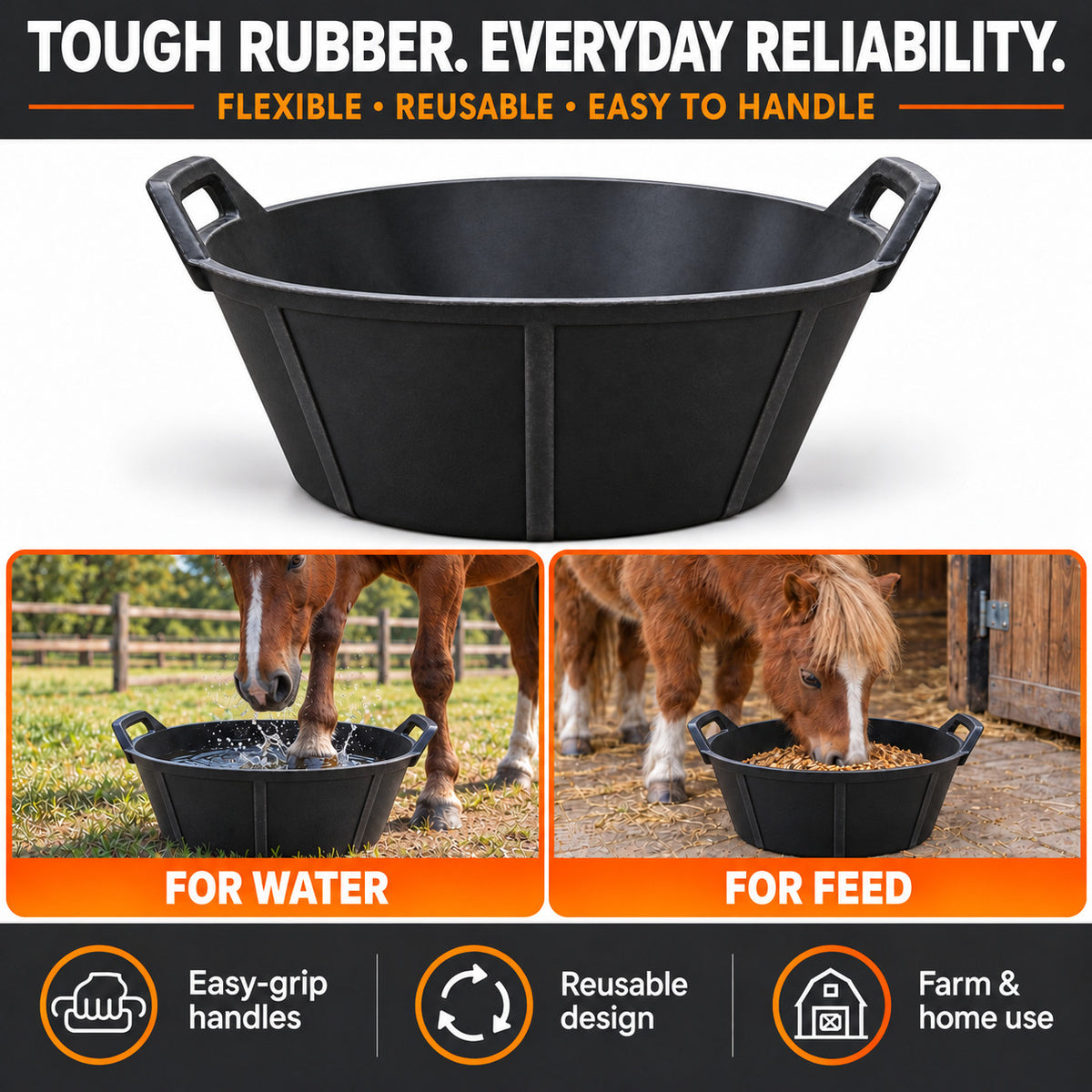 3 Gallon Rubber Feed Pan - 5