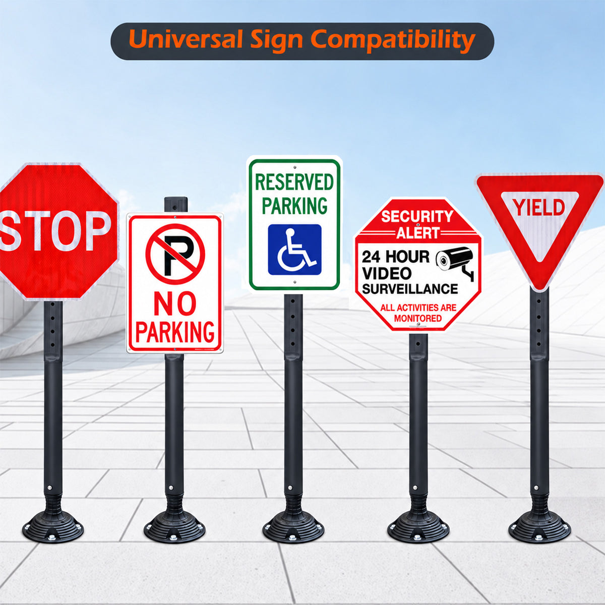 8PCS SpringBack Surface Mount Sign Stand – Impact-Resistant Parking & Traffic Sign Holder