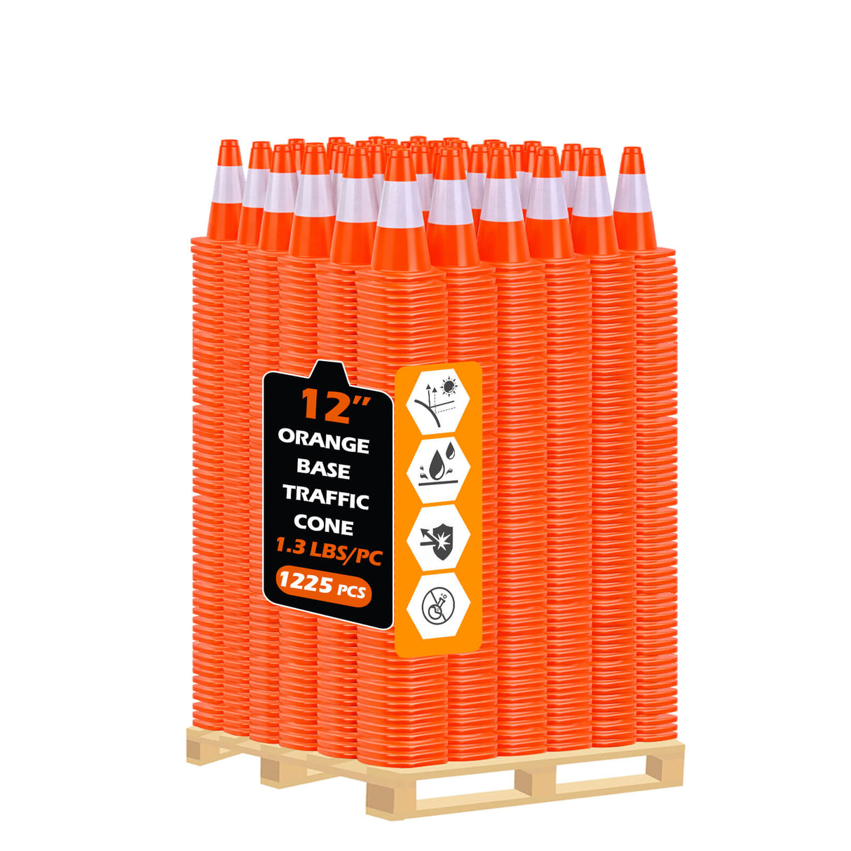 Solid Orange Economy Traffic Cones