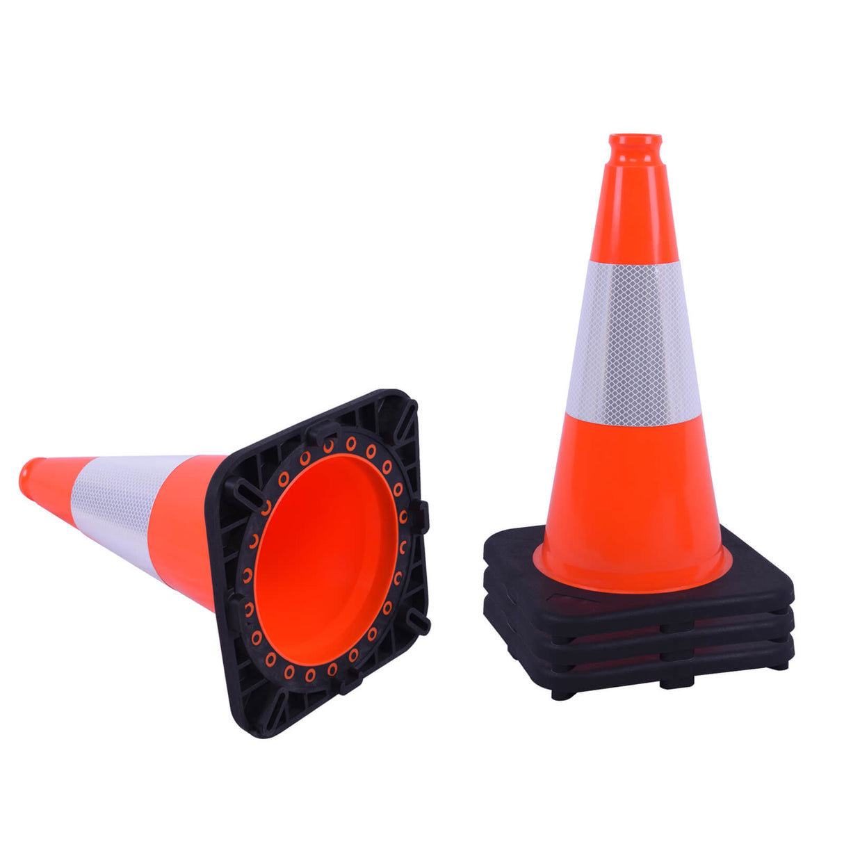 Heavy-Duty Traffic Cones 12/18/28/36 Inch, PVC Safety Cone with Reflective Stripe