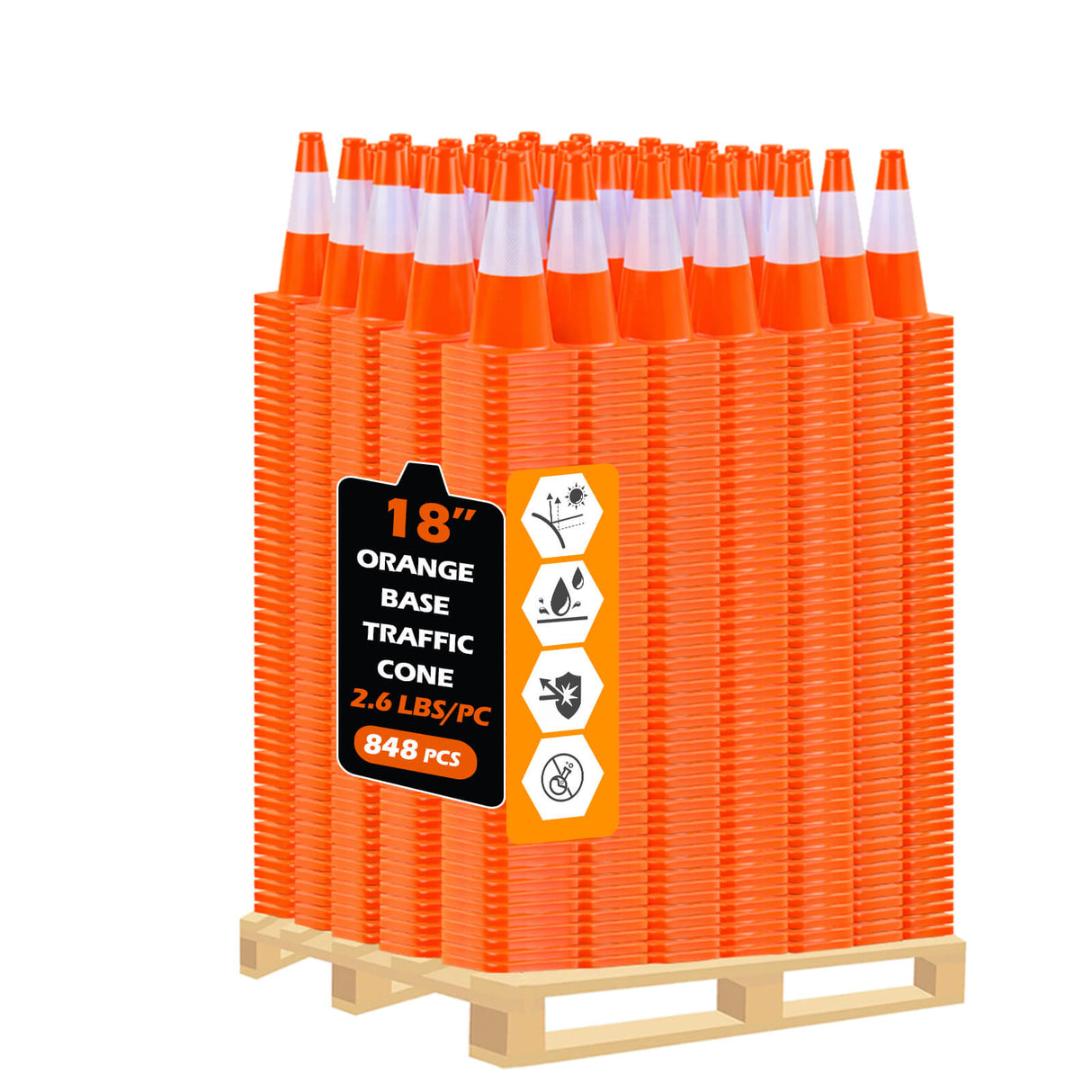 Solid Orange Economy Traffic Cones