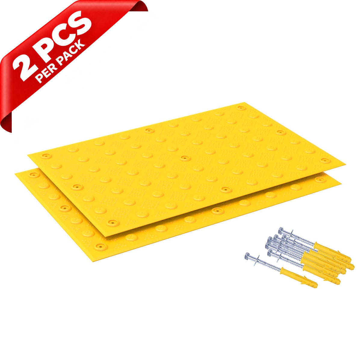 ADA Warning Pad 2PCS with Installl Bolts - front view
