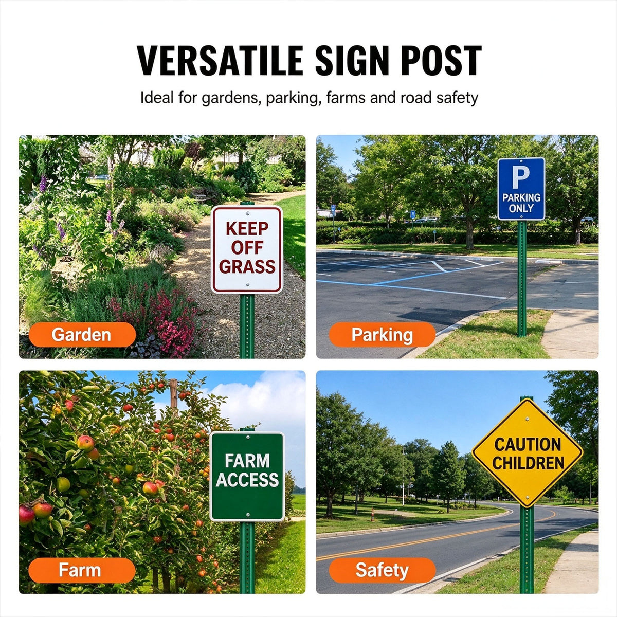 80-Inch Galvanized Steel U-Channel Sign Post for Traffic & Parking Signs