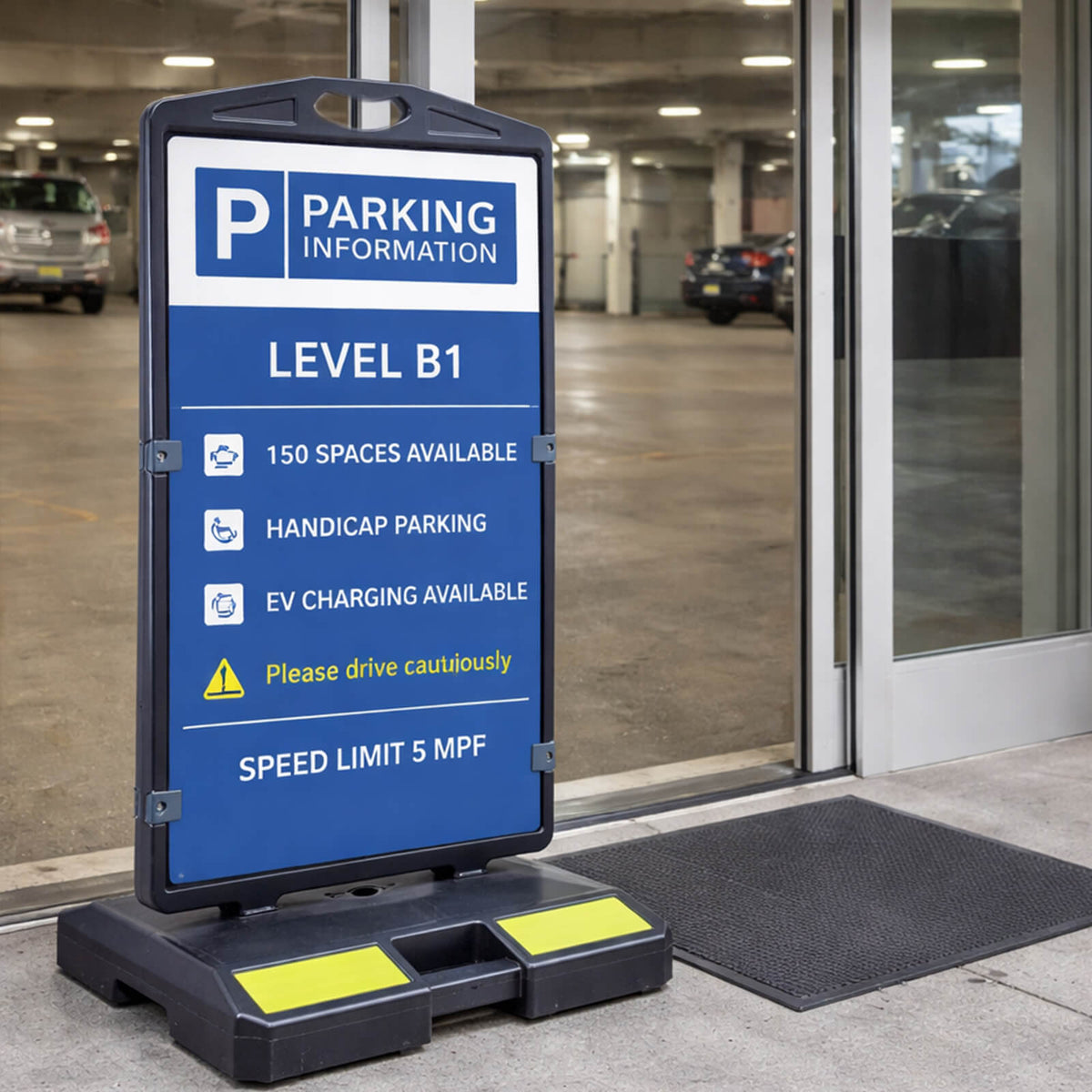 Wind-Resistant Sign Board with Water Filled Base