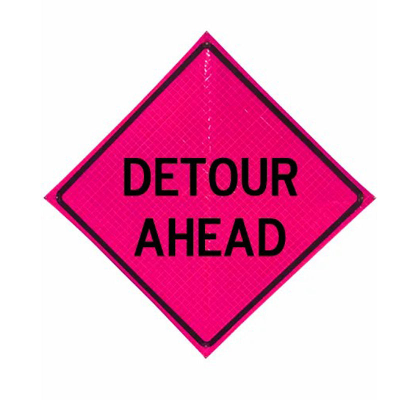 48" Reflective Pink Vinyl Roll-Up Sign | Durable & Weather-Resistant | Ideal for Traffic Control, Roadwork, Construction Zones, and Safety Warnings | Portable & Easy to Store