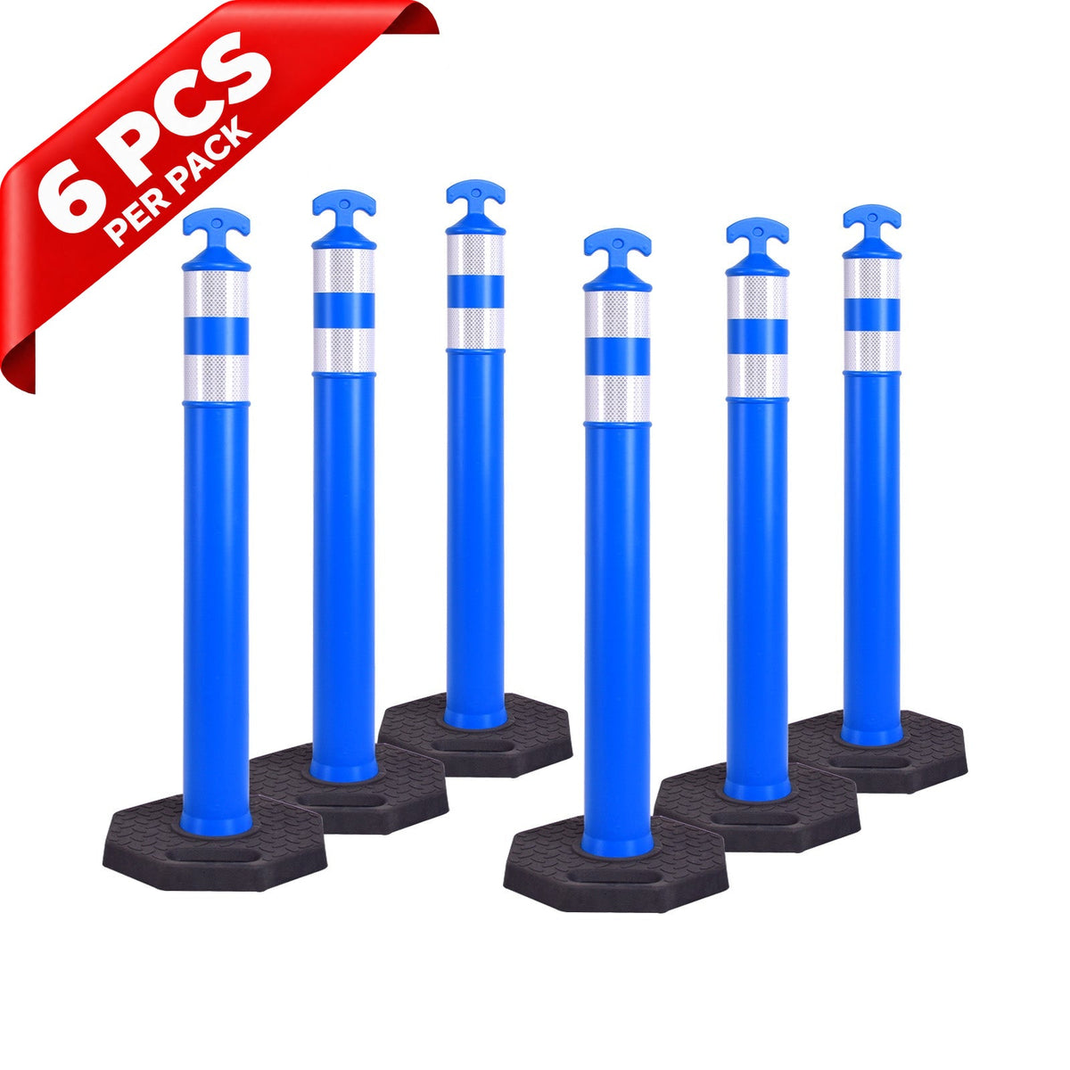 6PCS T-Top Delineator Post with Rubber /Water Filled Base - top-down view