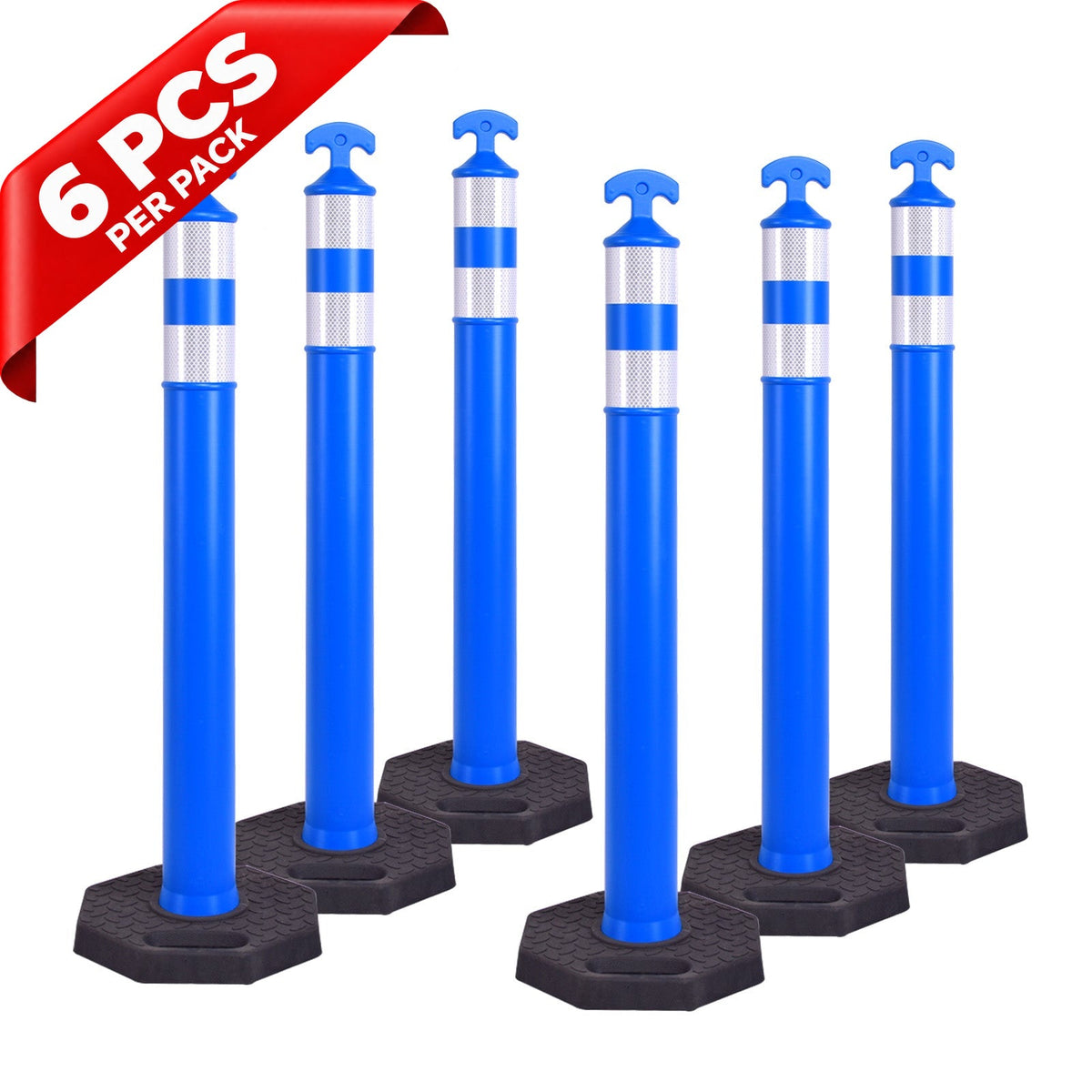 6PCS T-Top Delineator Post with Rubber /Water Filled Base - mounted installation
