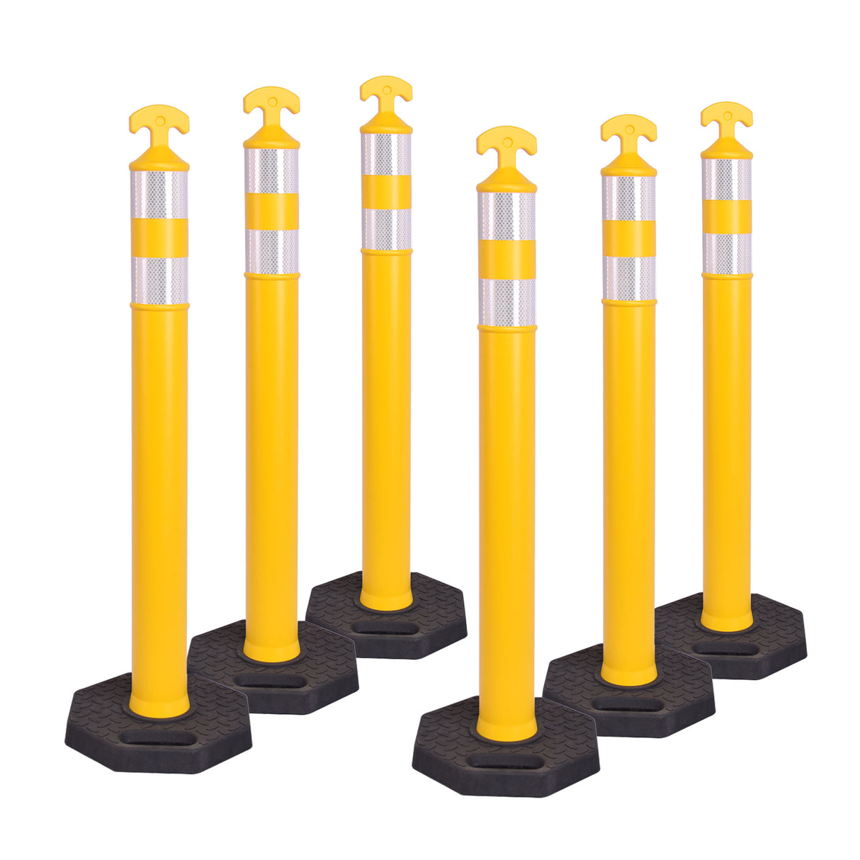 6PCS T-Top Delineator Post with Rubber /Water Filled Base - comparison view