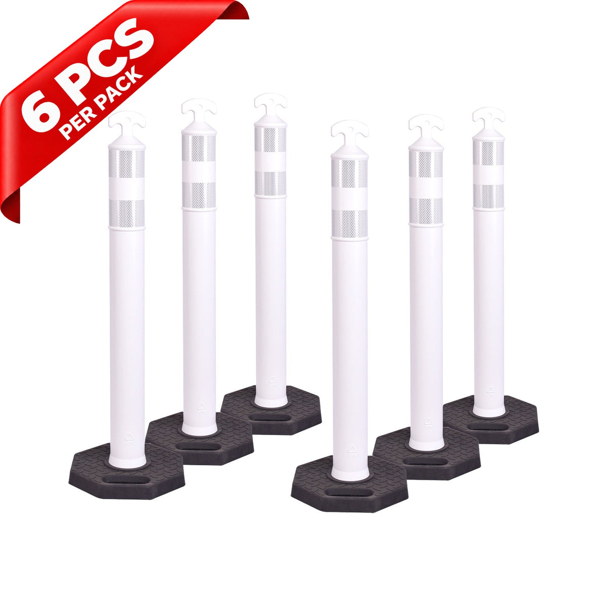 6PCS T-Top Delineator Post with Rubber /Water Filled Base - front view