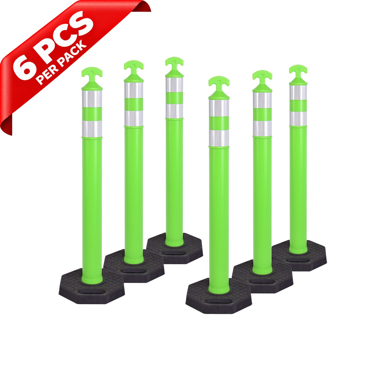 6PCS T-Top Delineator Post with Rubber /Water Filled Base - side angle
