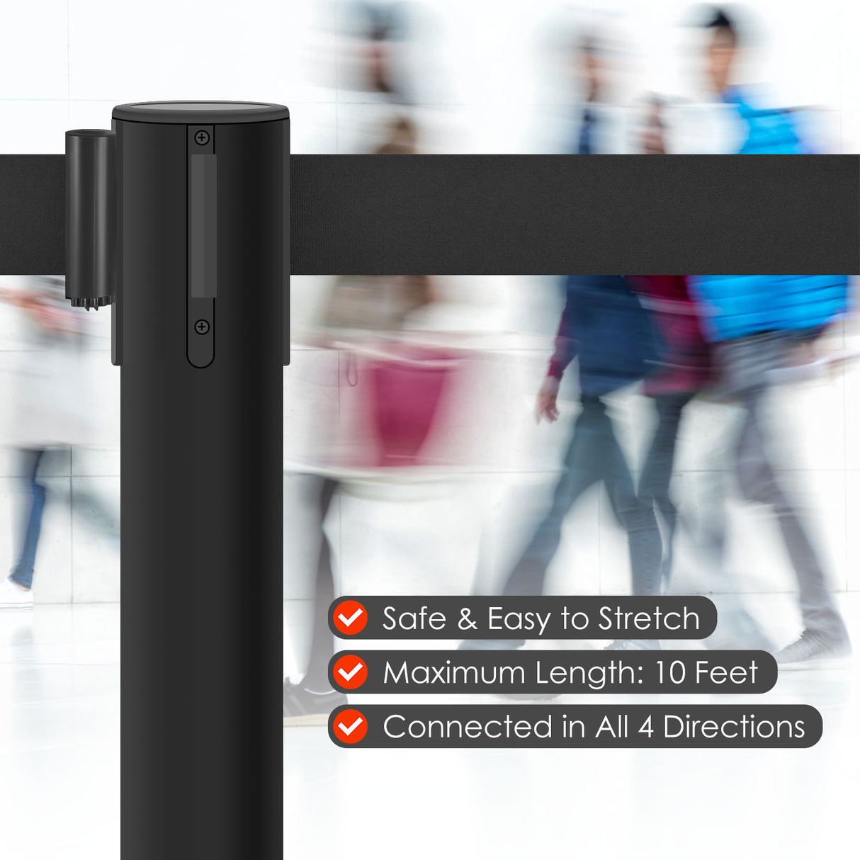 Plastic Retractable Stanchion with 10 ft Black Belt