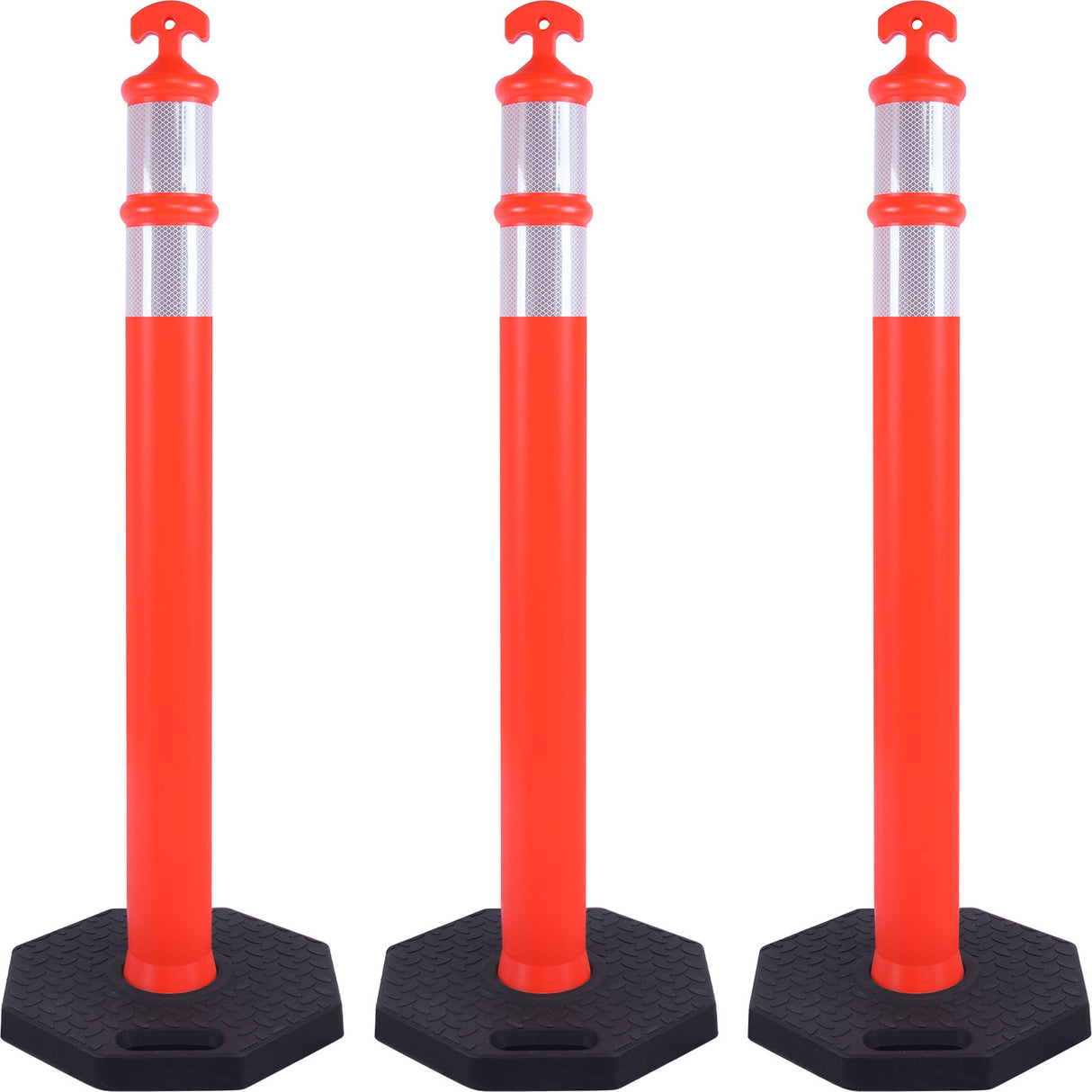 T-Top Delineator Post with Heavy Duty Rubber Base , 4+4Inch ASTM Type IV Reflective Tape