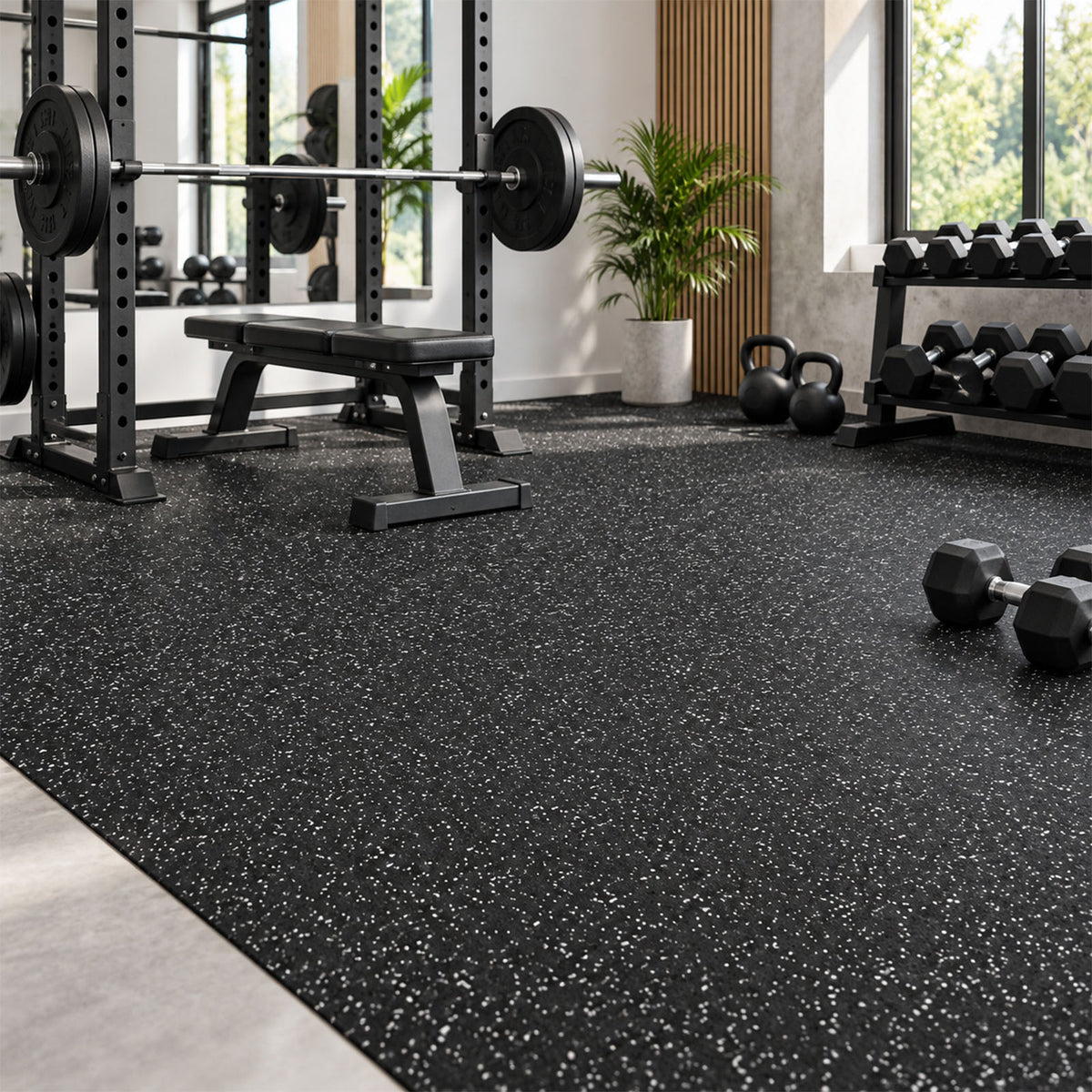 Premium Rubber Gym Flooring Mats – Eco-Friendly EPDM Fleck, Non-Slip Shock-Absorbing Floor Protection