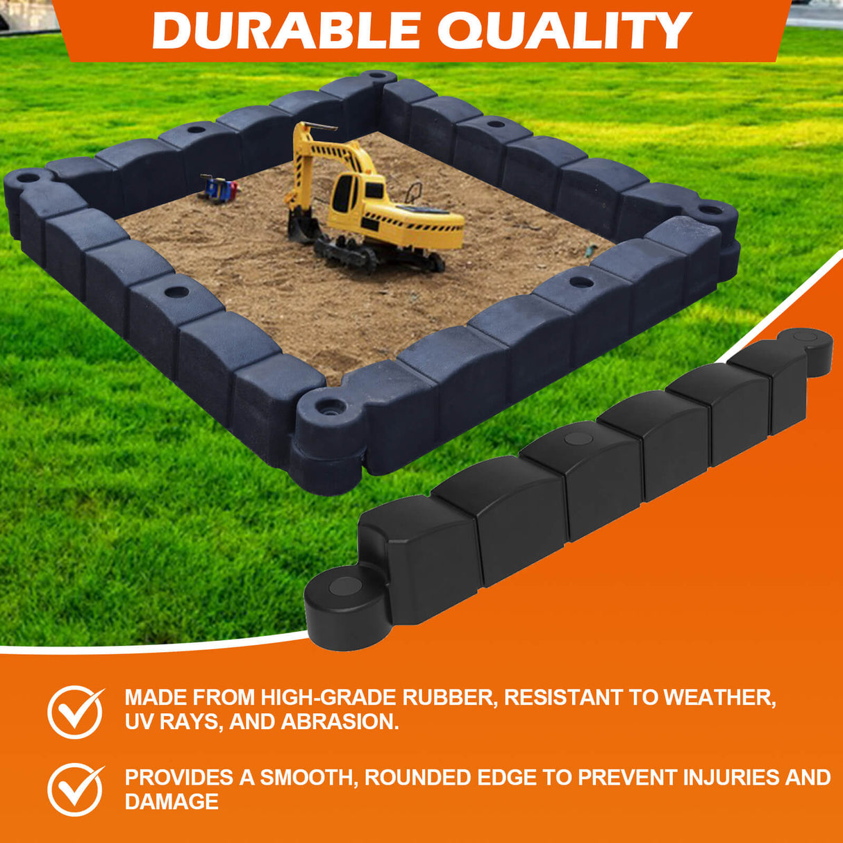 4-Pack Rubber Landscape Edging — Keep Sand in Place, Kids Play Safe