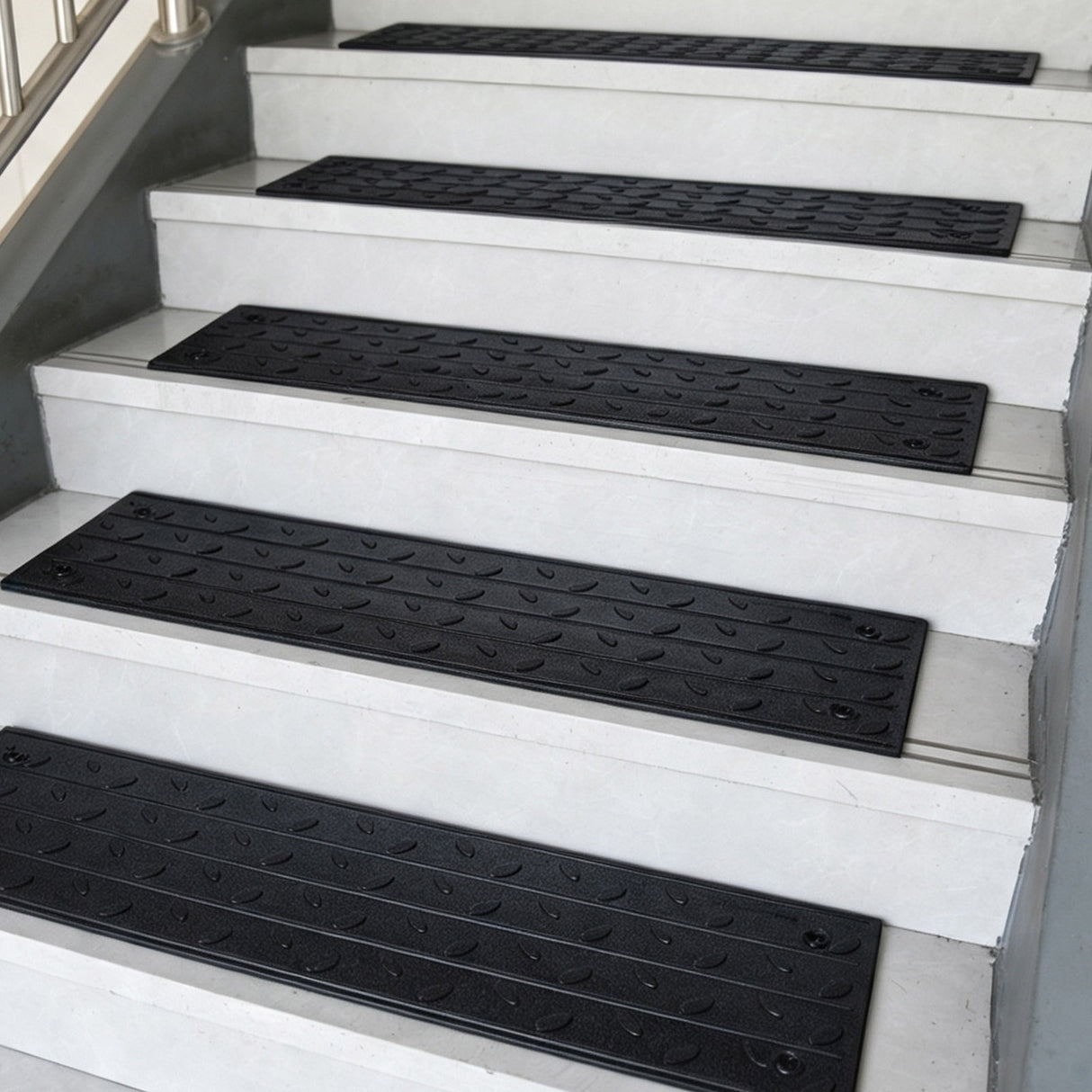 Non Slip Rubber Stair Treads – Peel & Stick or Screw Mount