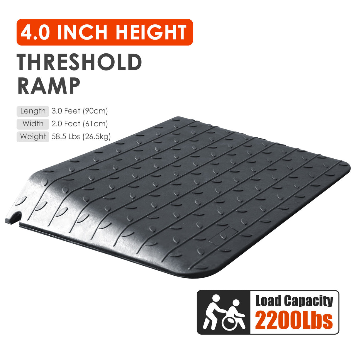 Rubber Threshold Ramp Height 1 to 4Inch
