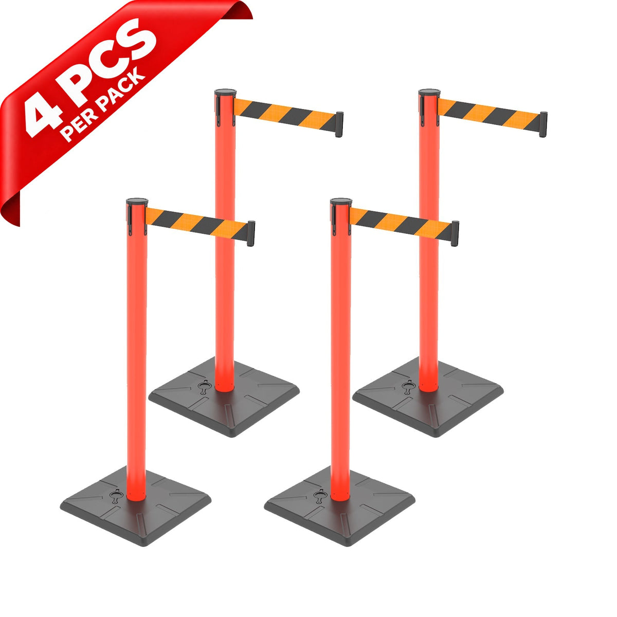 10ft Retractable Belt Stanchion Barrier - side angle