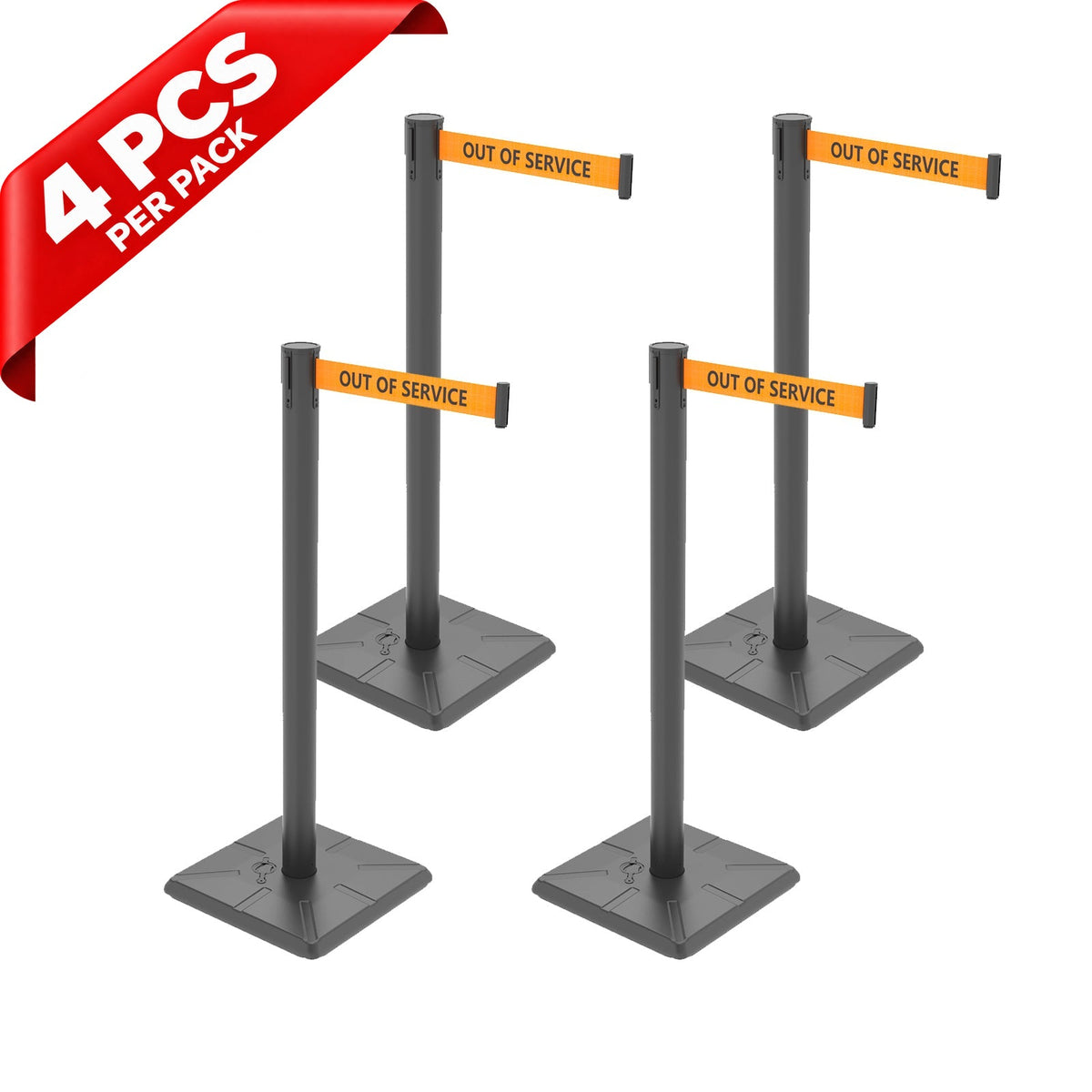 10ft Retractable Belt Stanchion Barrier - side angle