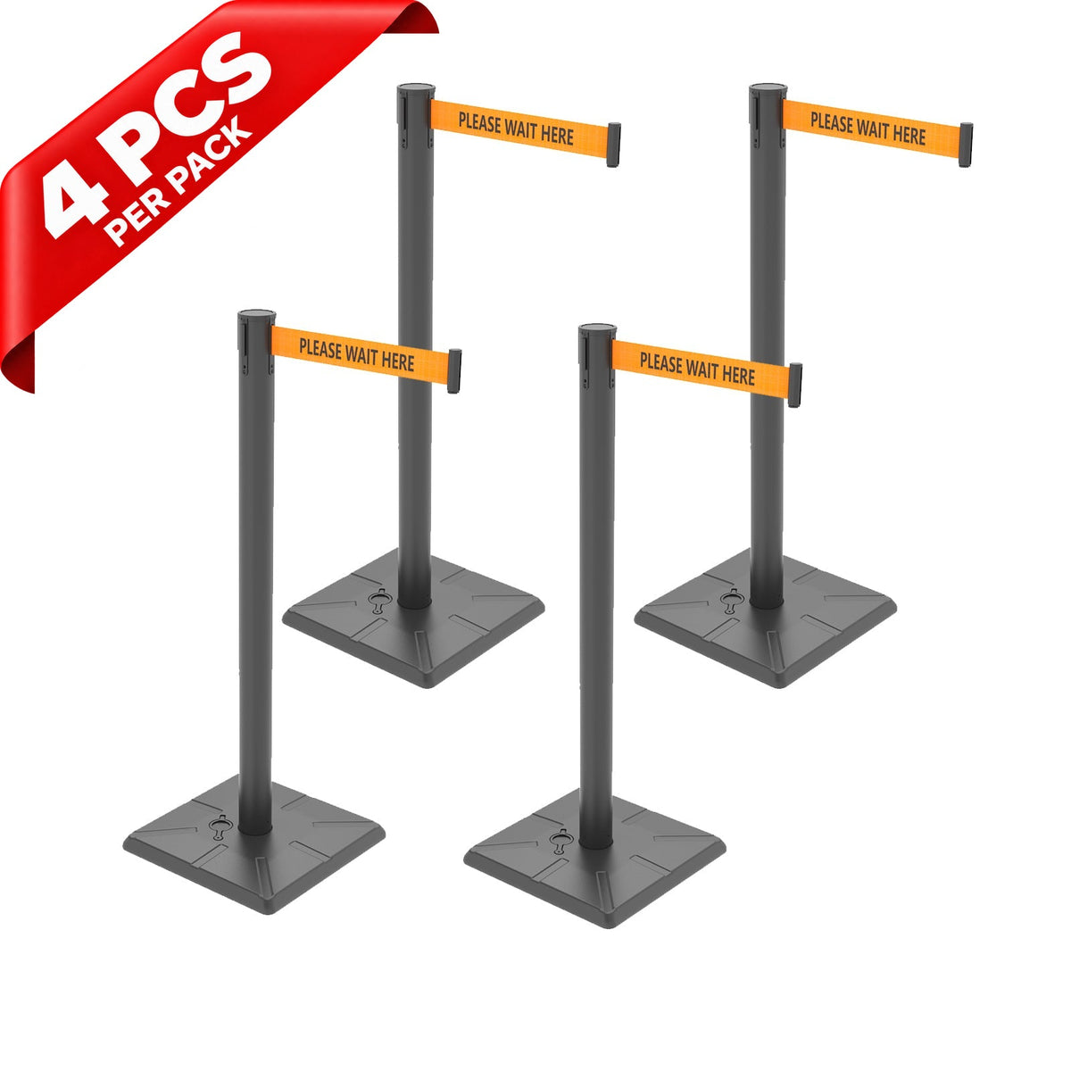 10ft Retractable Belt Stanchion Barrier - front view