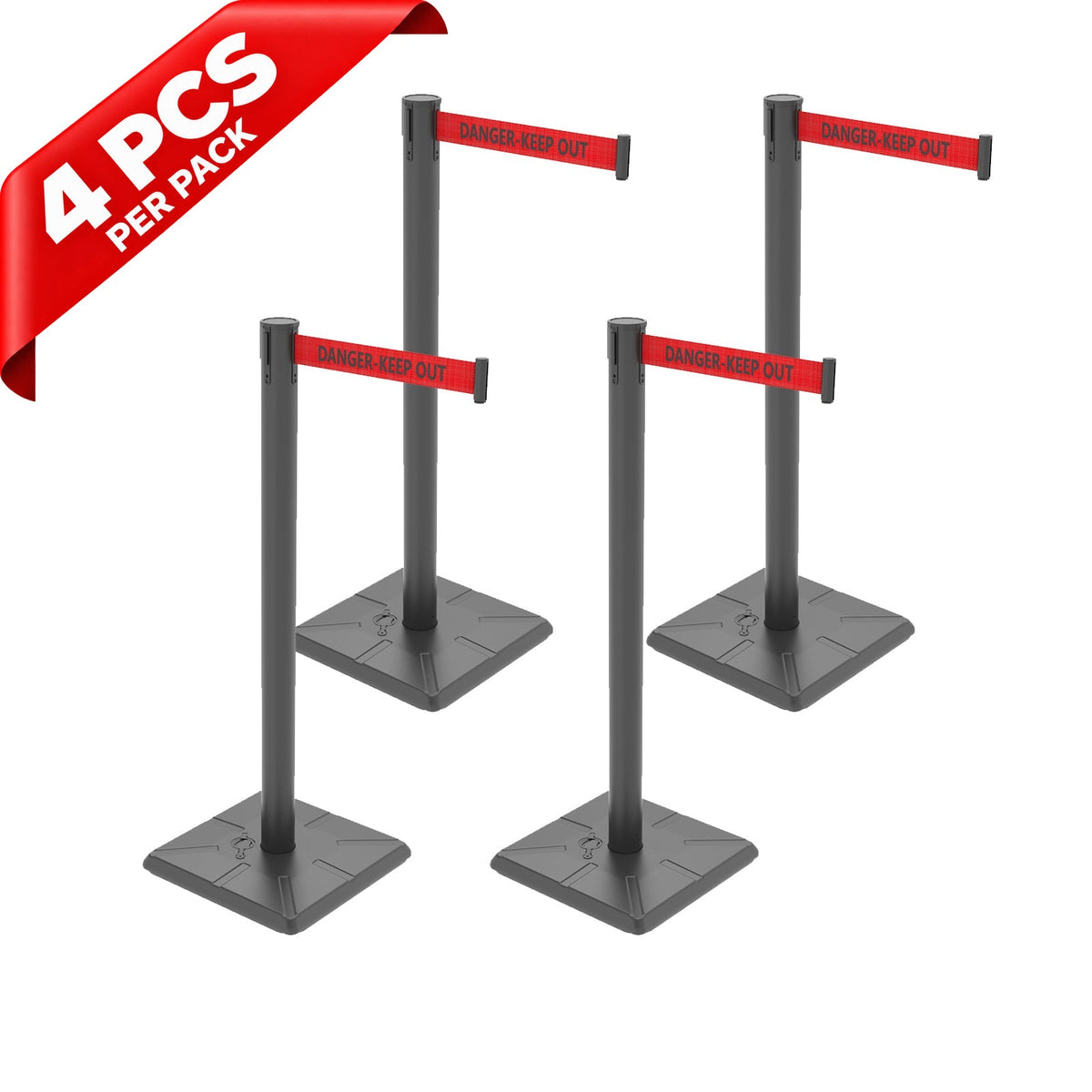 10ft Retractable Belt Stanchion Barrier - full setup