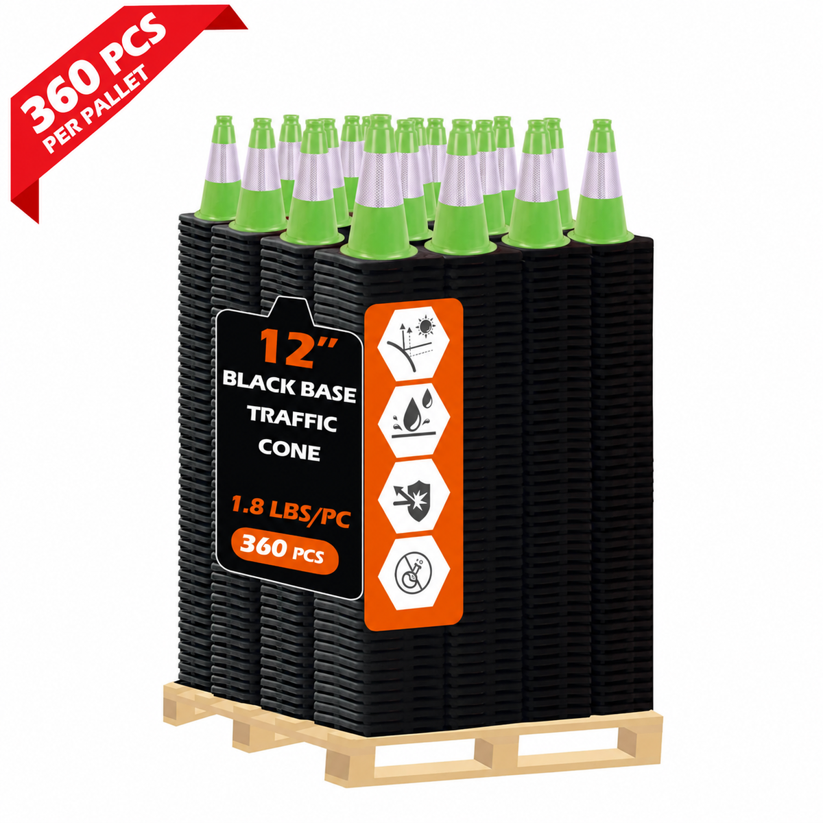 OranLite light weight traffic cones, 360 pieces per pallet