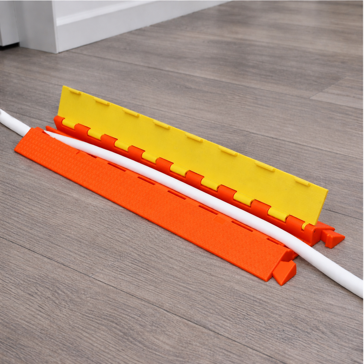 Orange polyurethane cable protector detail
