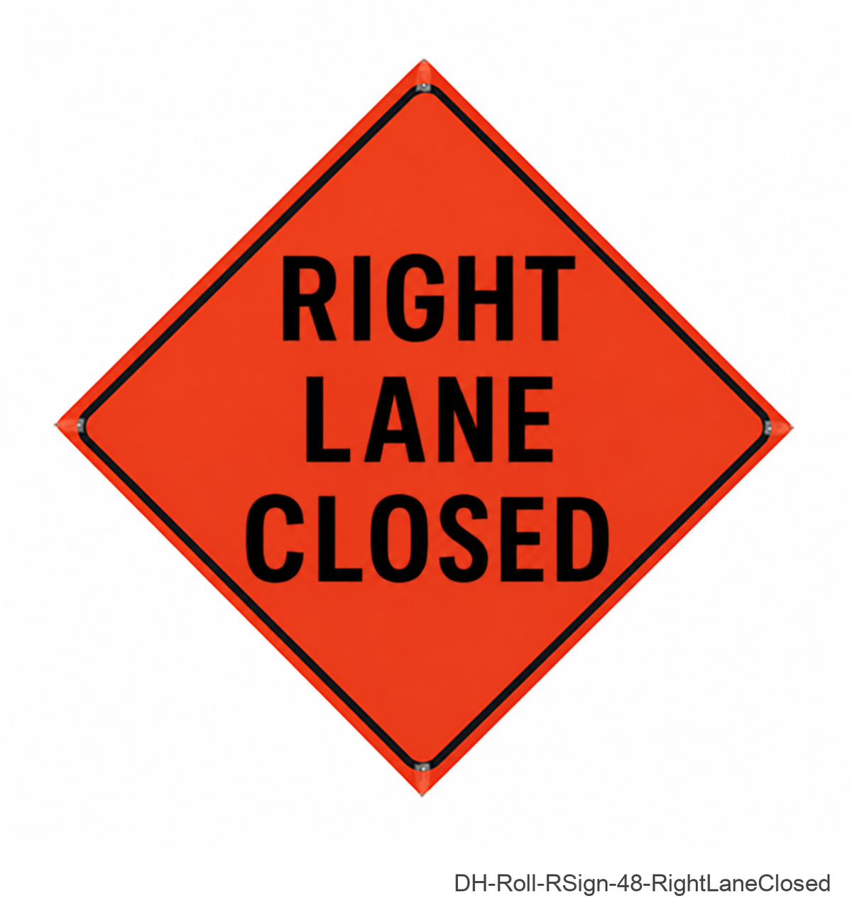 48 inch orange roll-up sign - Right Lane Closed - DH-Roll-RSign-48-RightLaneClosed