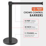 Stainless Steel Retractable Stanchion with 10 ft Black Belt