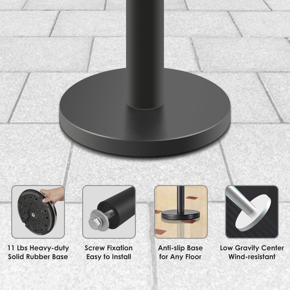 Stainless Steel Retractable Stanchion with 10 ft Black Belt