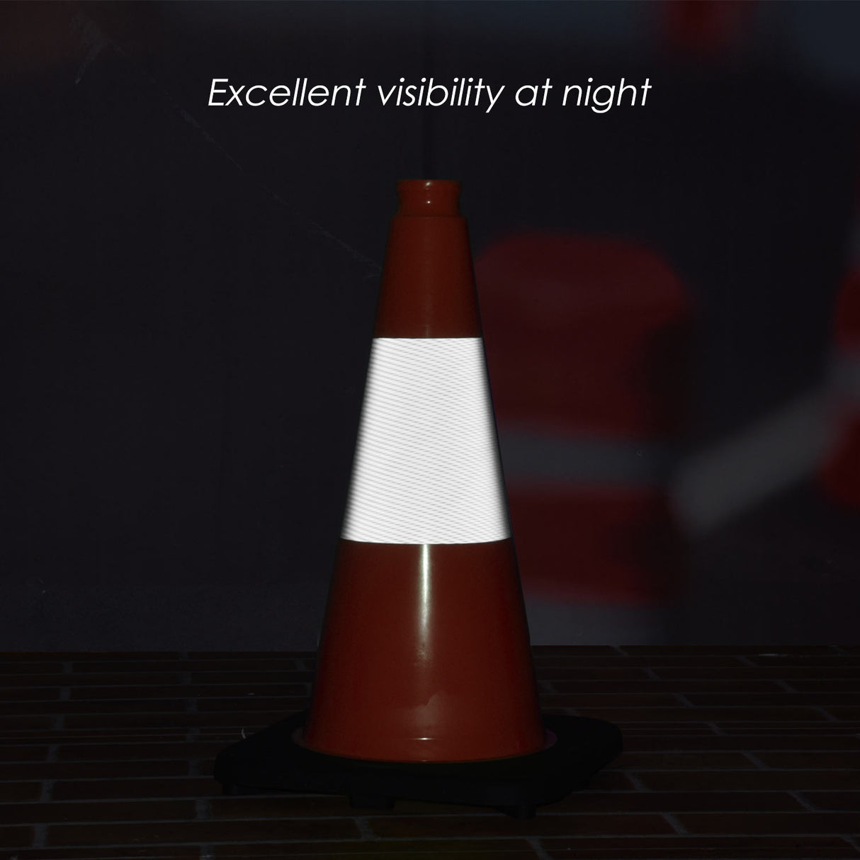 18" Black Base Traffic Cone with 6" ASTM Type IV Reflective Collar, Fluorescent Orange Body with  Recessed Handle Top