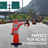 28" Black Base Slim Body Traffic Cone with 6+4" ASTM Type IV Reflective Collar