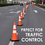 28" Black Base Slim Body Traffic Cone with 6+4" ASTM Type IV Reflective Collar