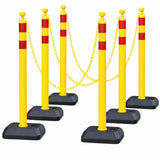 6-Pack Chain Stachion Post with Heavy Rubber or Water Filled Base - full setup