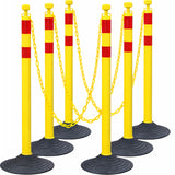 6-Pack Chain Stachion Post with Heavy Rubber or Water Filled Base - top-down view