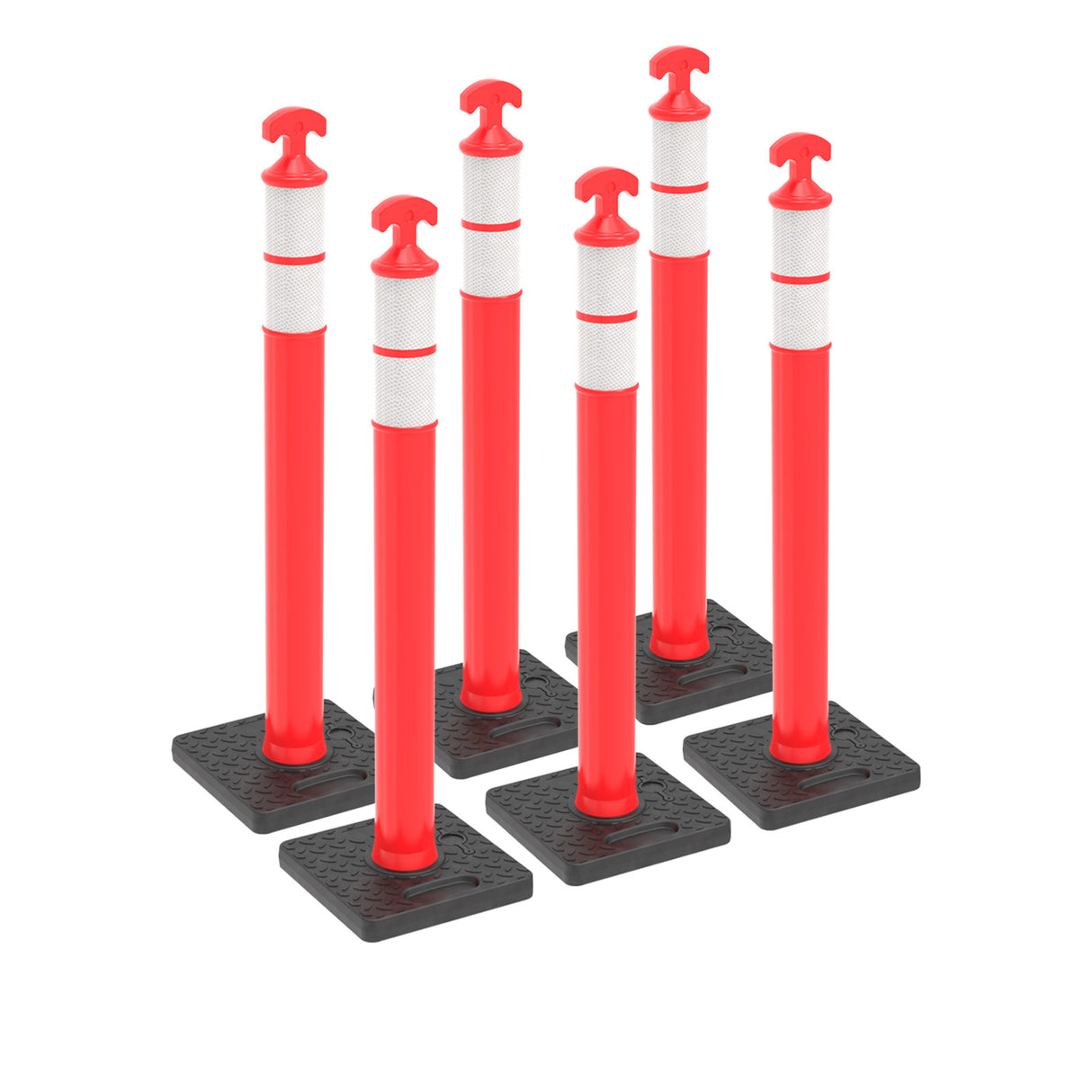 6PCS T-Top Delineator Post with Rubber /Water Filled Base - top-down view