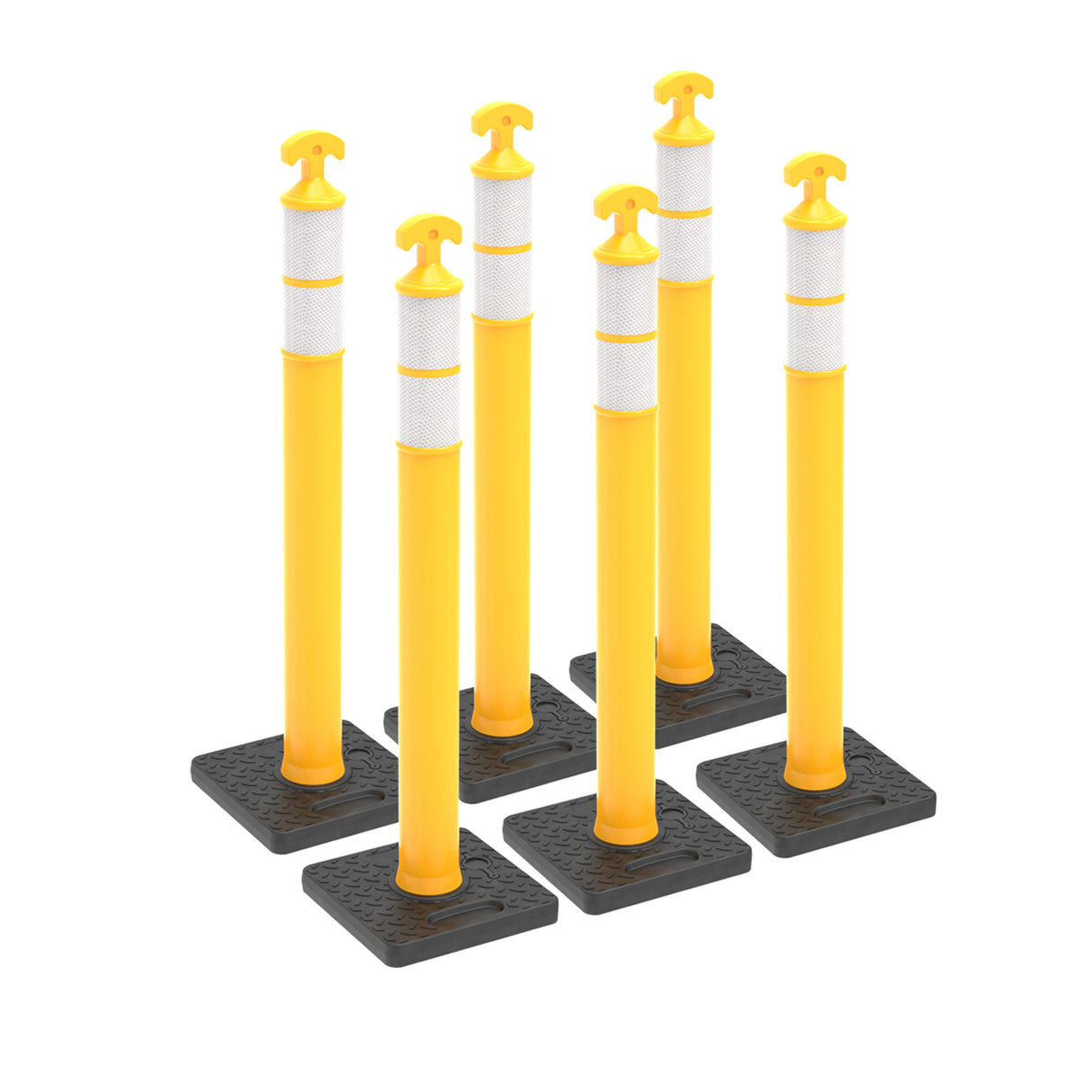 6PCS T-Top Delineator Post with Rubber /Water Filled Base - with accessories