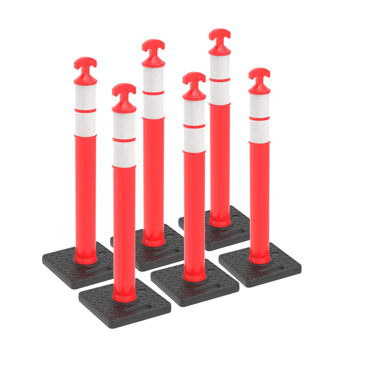6PCS T-Top Delineator Post with Rubber /Water Filled Base - mounted installation