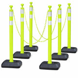 6-Pack Chain Stachion Post with Heavy Rubber or Water Filled Base - with accessories
