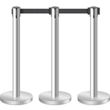 Stainless Steel Retractable Stanchion with 10 ft Black Belt