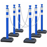 6-Pack Chain Stachion Post with Heavy Rubber or Water Filled Base - product dimensions