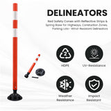 Flexible Surface Mount Delineator Post - Durable Traffic Safety Post for Parking Lots, Construction Zones, and Roadway Marking - Easy to Install, High Visibility, Impact-Resistant