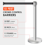 Stainless Steel Retractable Stanchion with 10 ft Black Belt