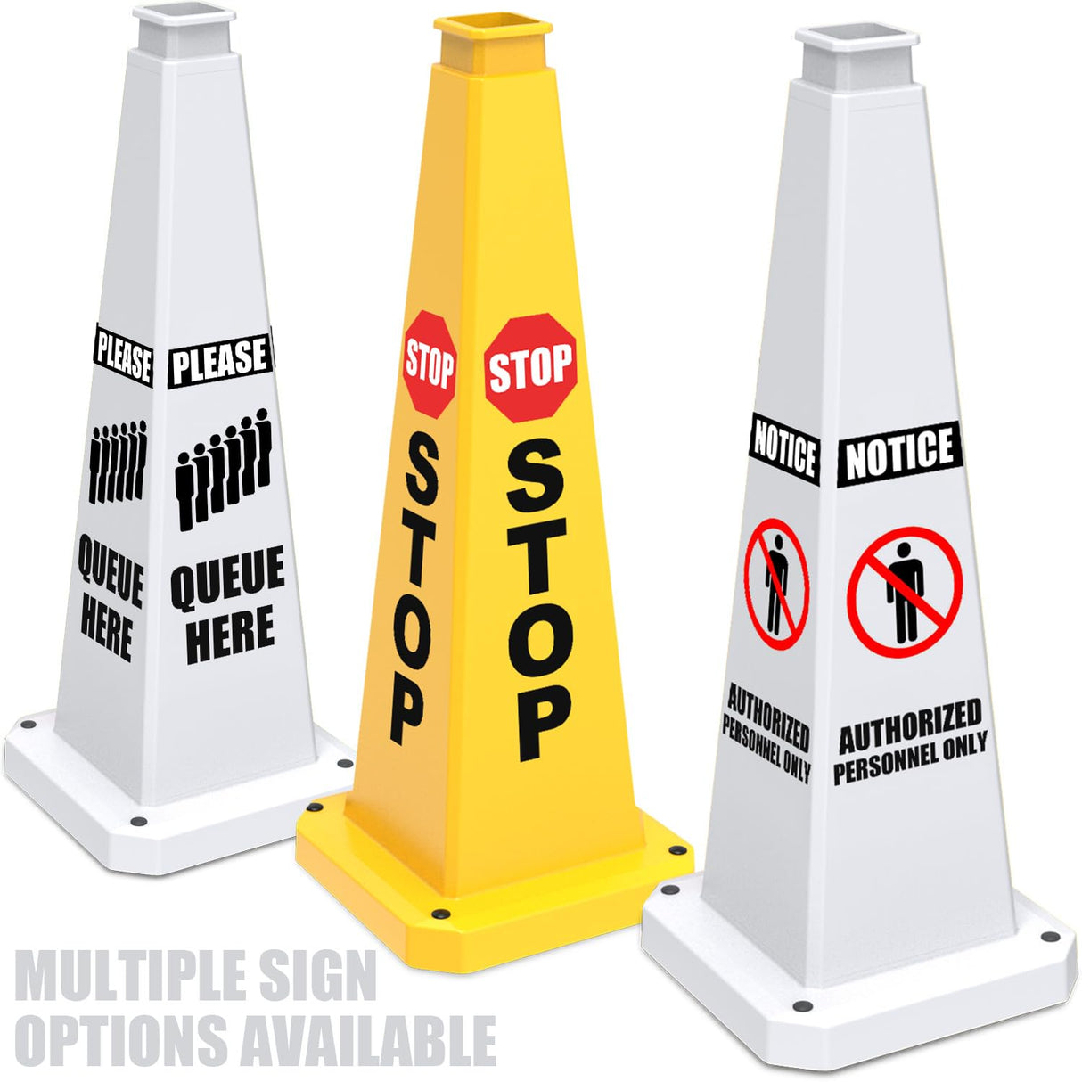 28/36Inch 4-Sided Message Cone, No Printing 6PCS