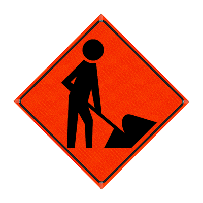 48" Reflective Orange Vinyl Roll-Up Sign