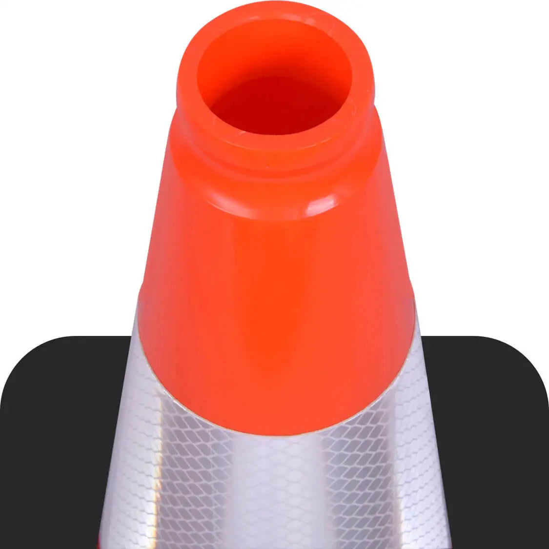 Portable 36 inch traffic cone with top opening for convenient lifting and placement