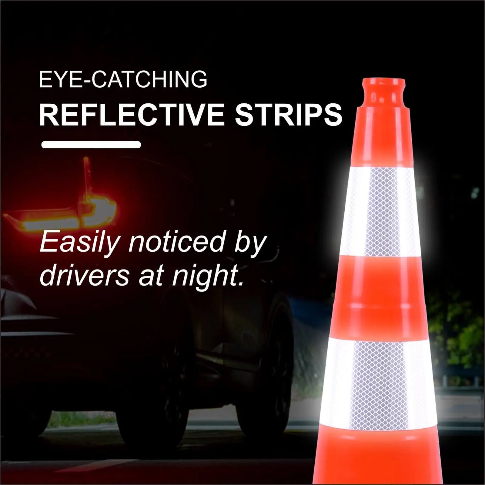 Florida DOT approved 36 inch traffic cone with high visibility 3M ASTM Type IV reflective collars