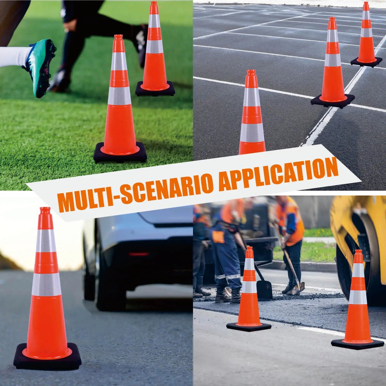 Florida DOT approved traffic cones used for road work parking and construction traffic control
