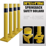 SpringBack Safety Bollard - 4 Pack (36"/42" H, 4" D)