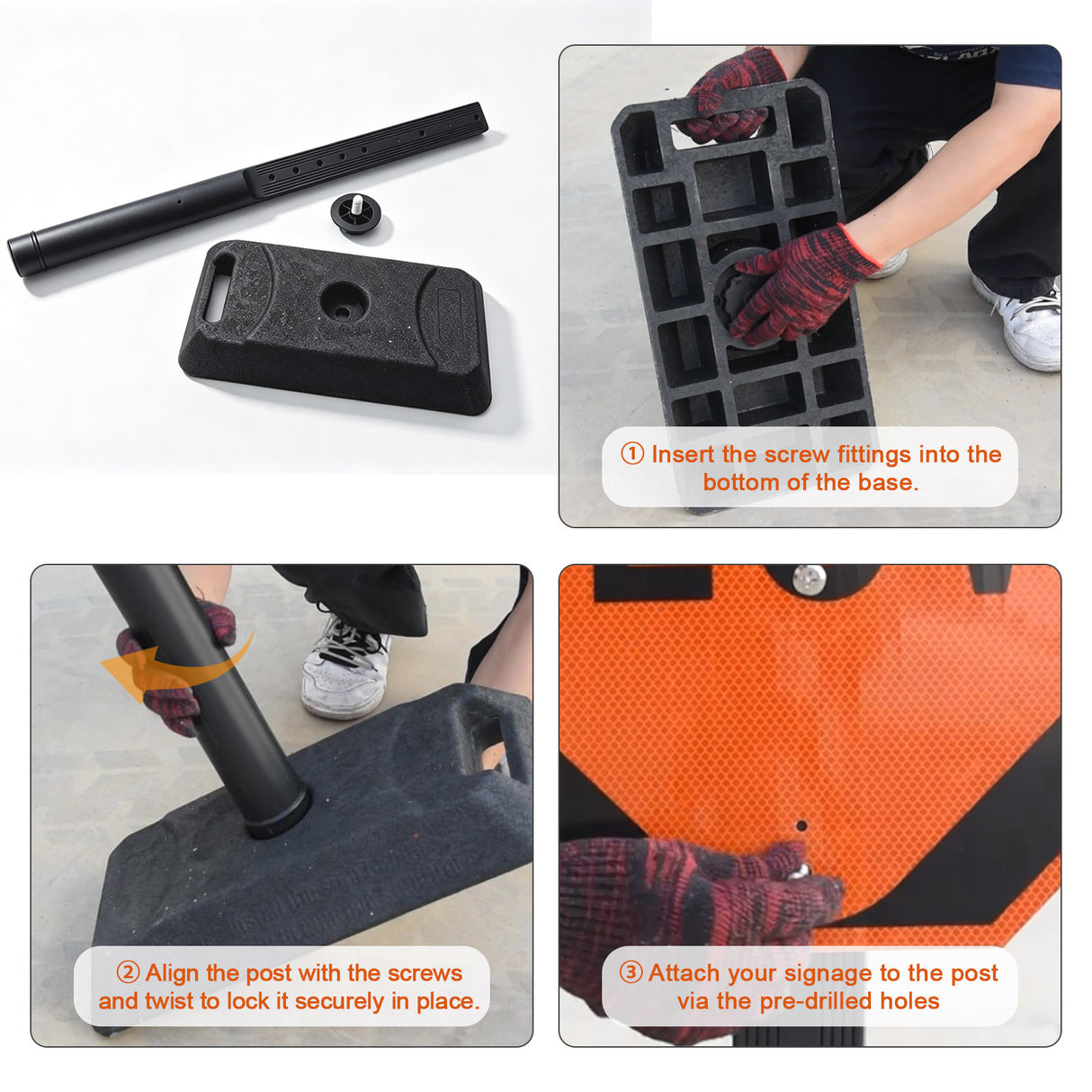 2 PCS Portable Sign Holder with Rubber Base