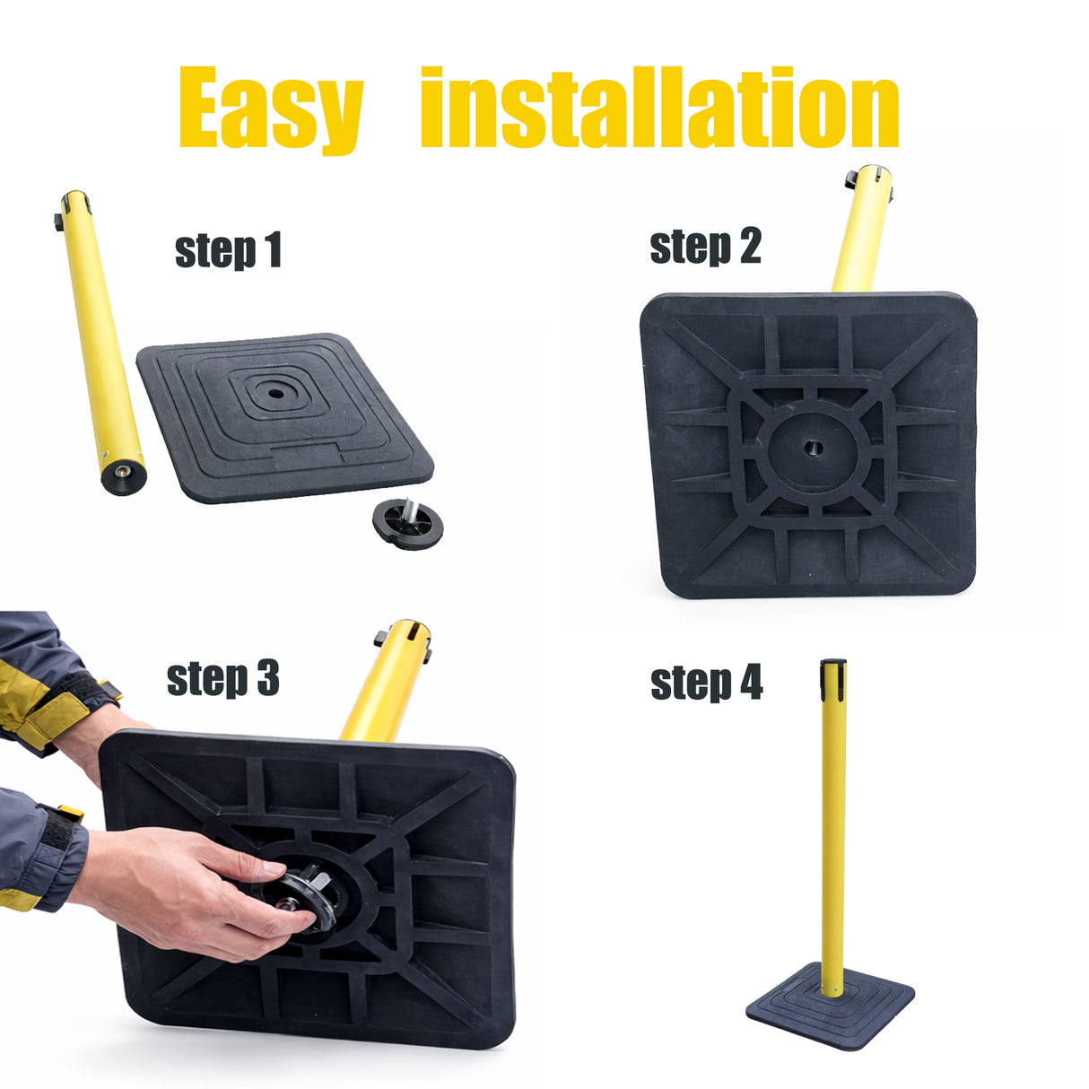 10ft Retractable Belt Stanchion Barrier - side angle